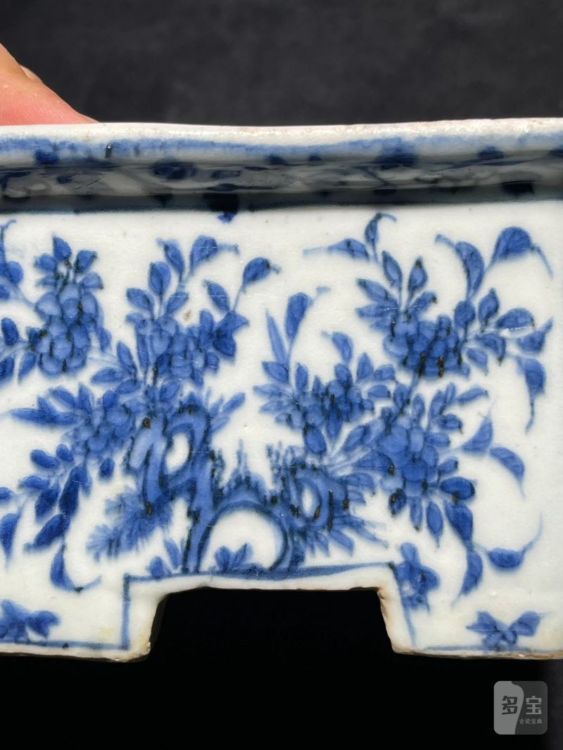 明晚期 青花花卉纹四方花盆 - 图12